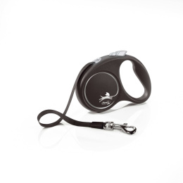 Smycz dla psa Flexi Black Design, taśma M srebrny